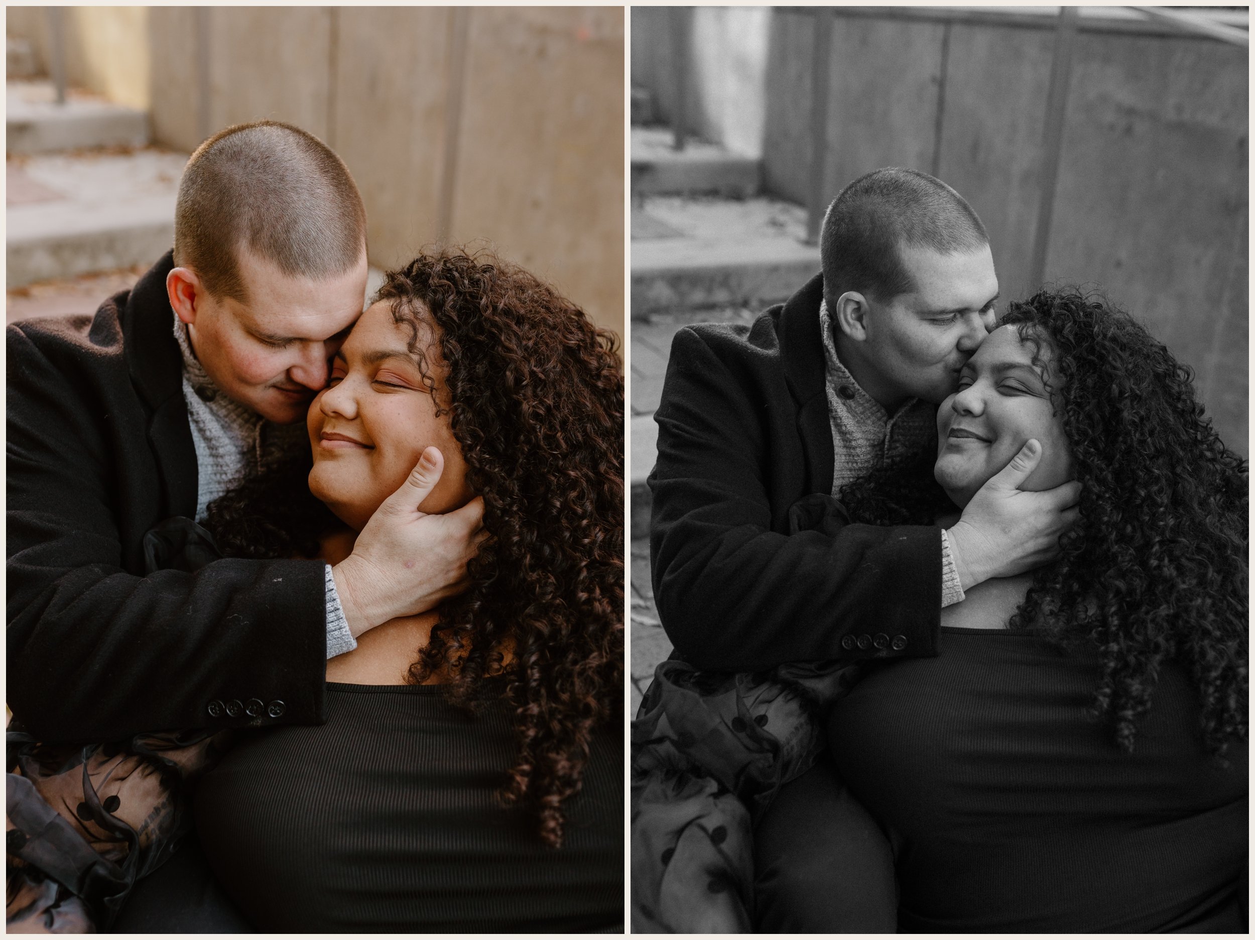  Couple sitting on stairs kissing 