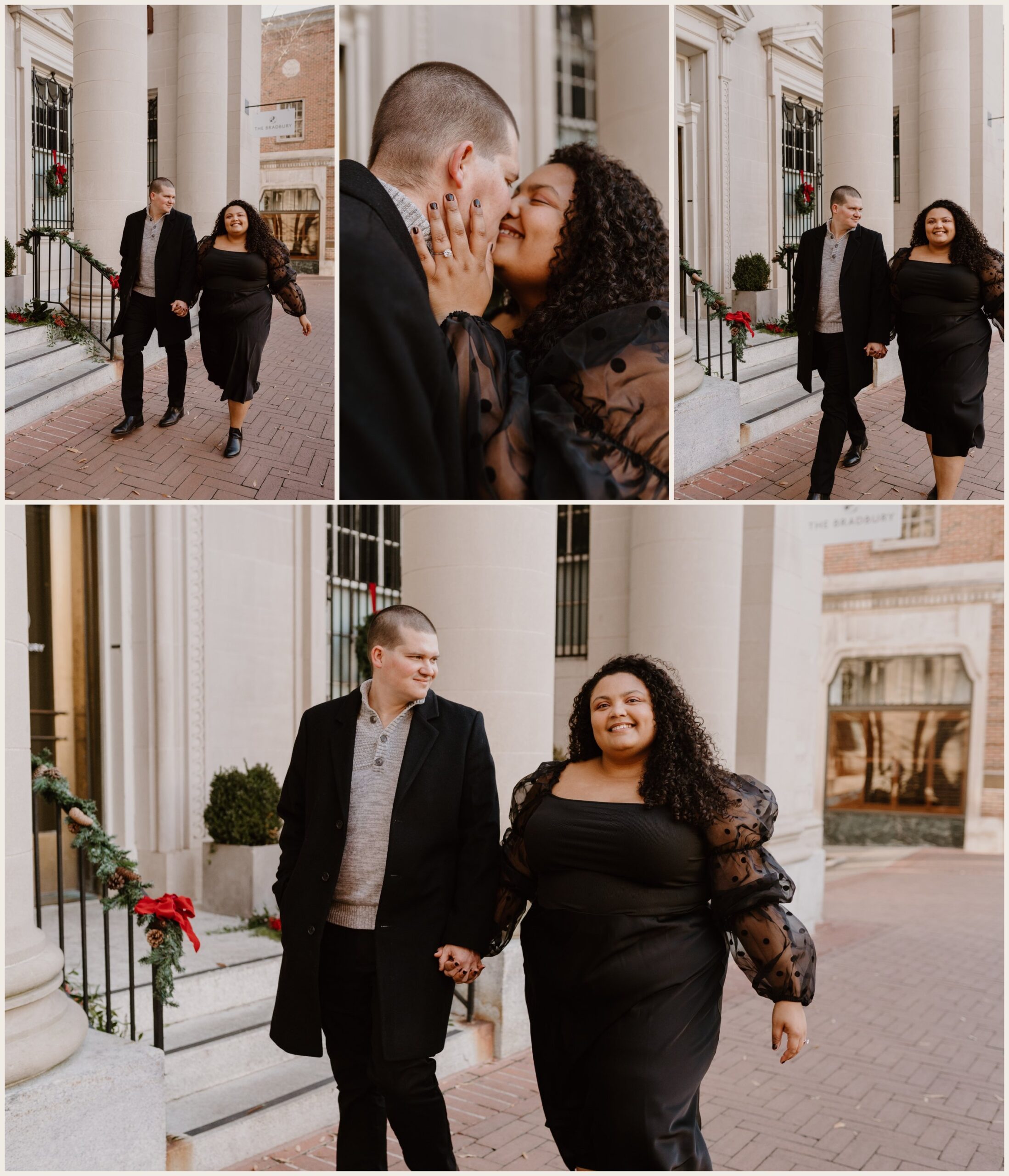  Couple kissing and walking around in downtown  Charlottesville, Virginia 