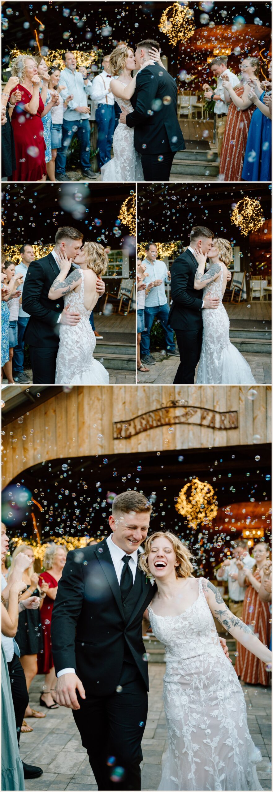  a bubble exit for a bride and groom 