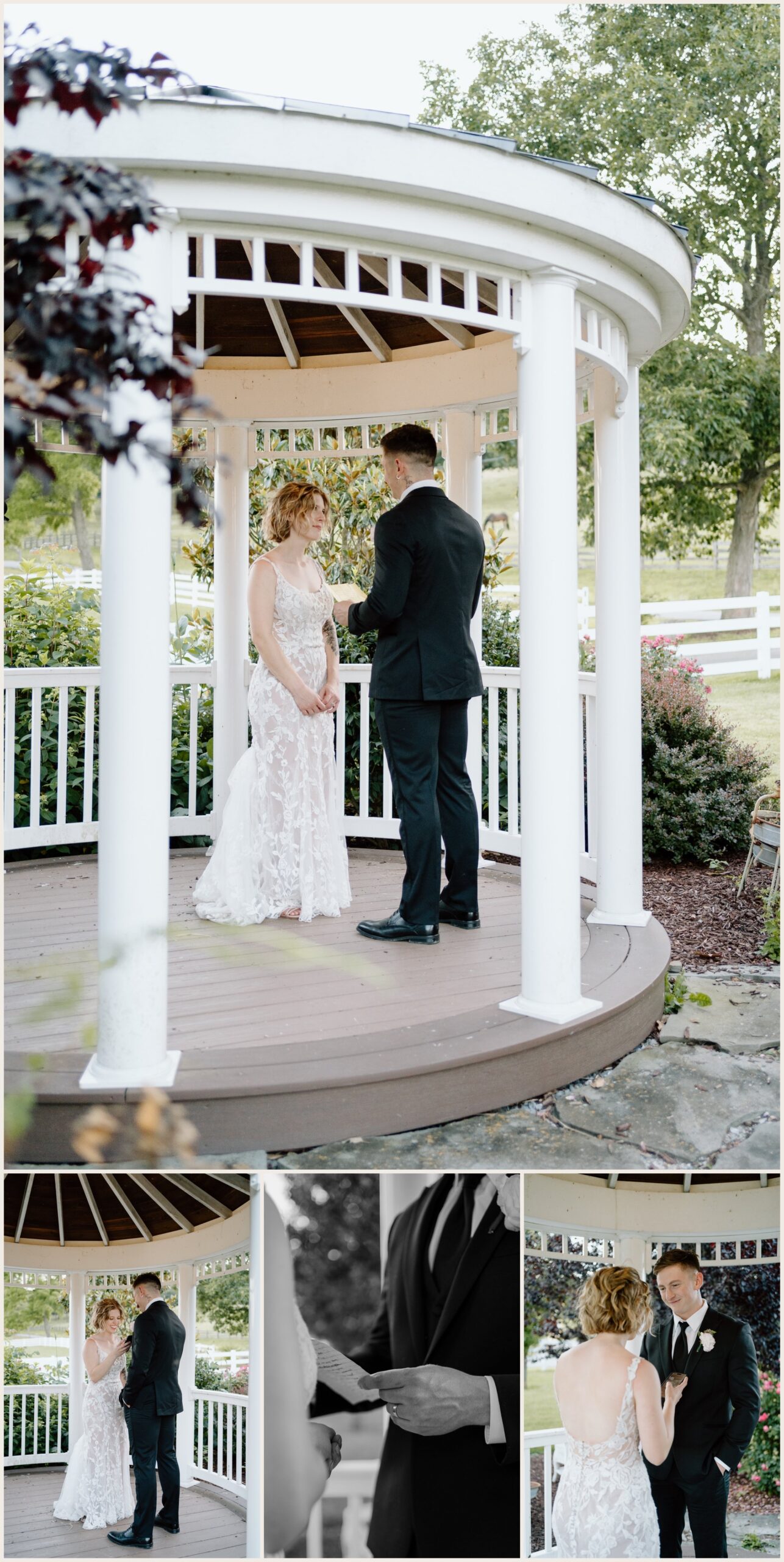  bride and groom exchanging private vows 