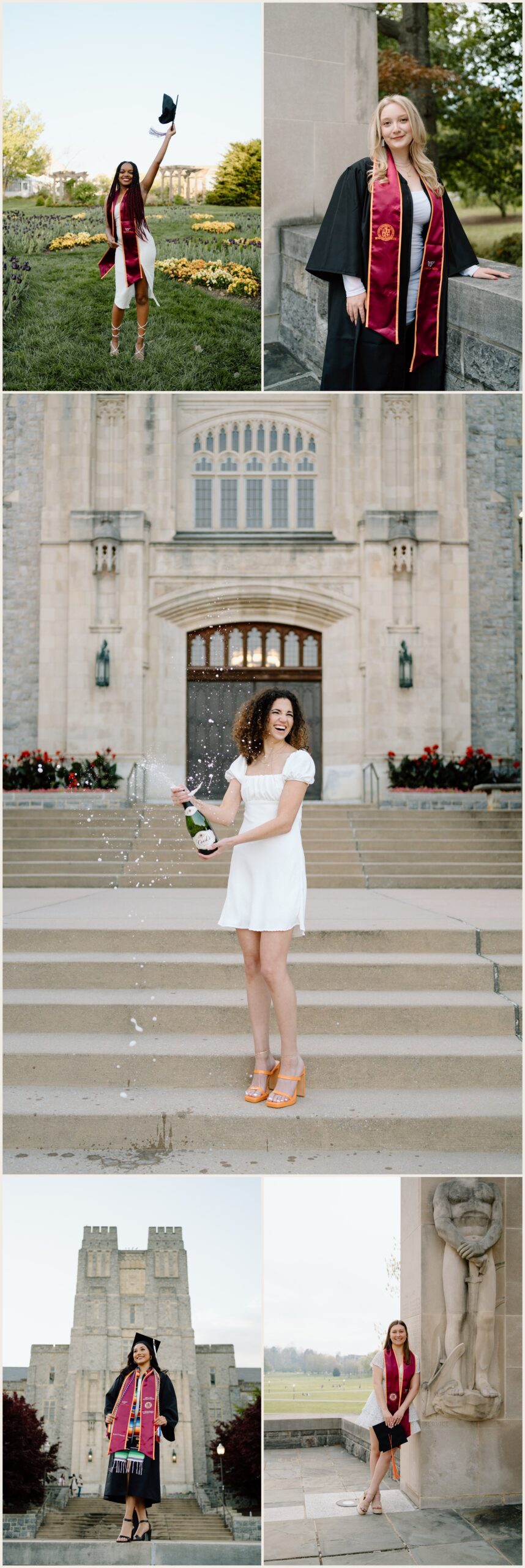  Various Virginia Tech graduation portraits of men and women 