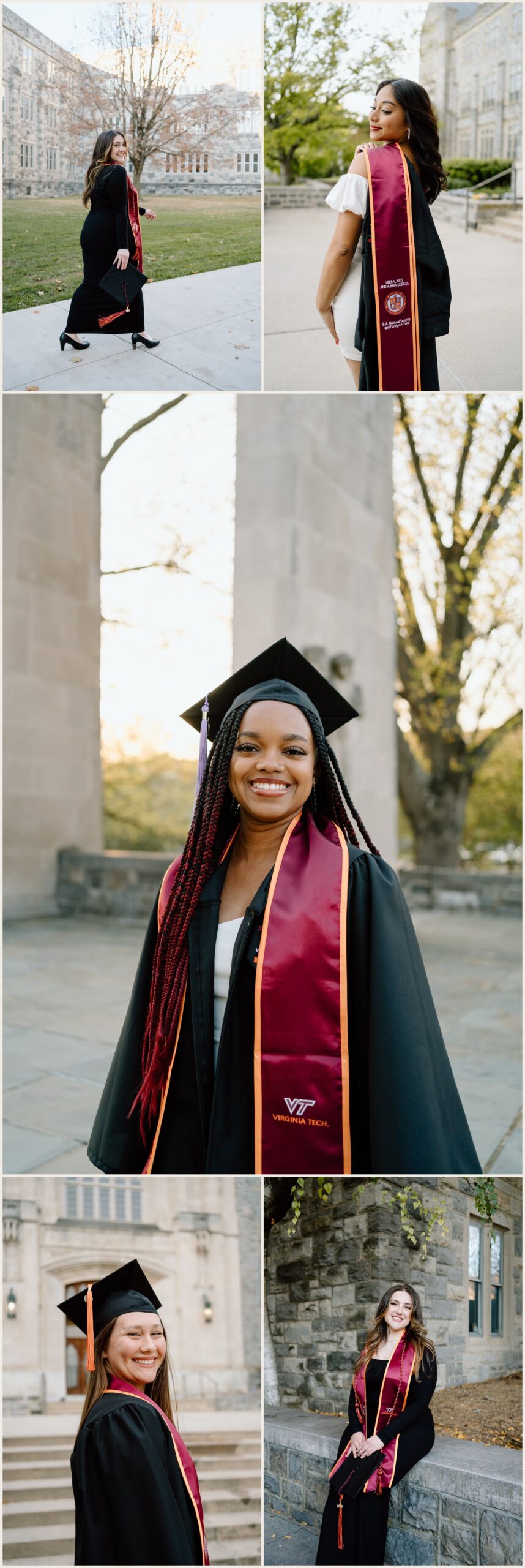  Various Virginia Tech graduation portraits of men and women 