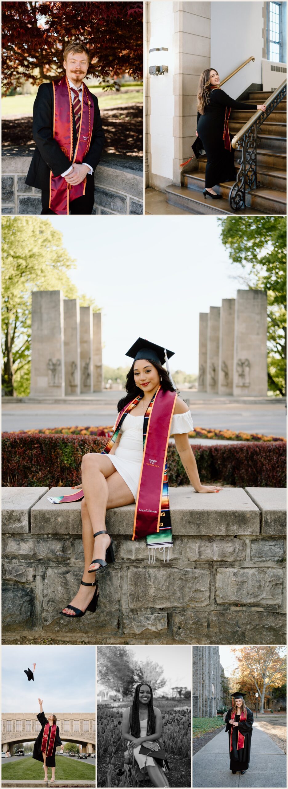  Various Virginia Tech graduation portraits of men and women 