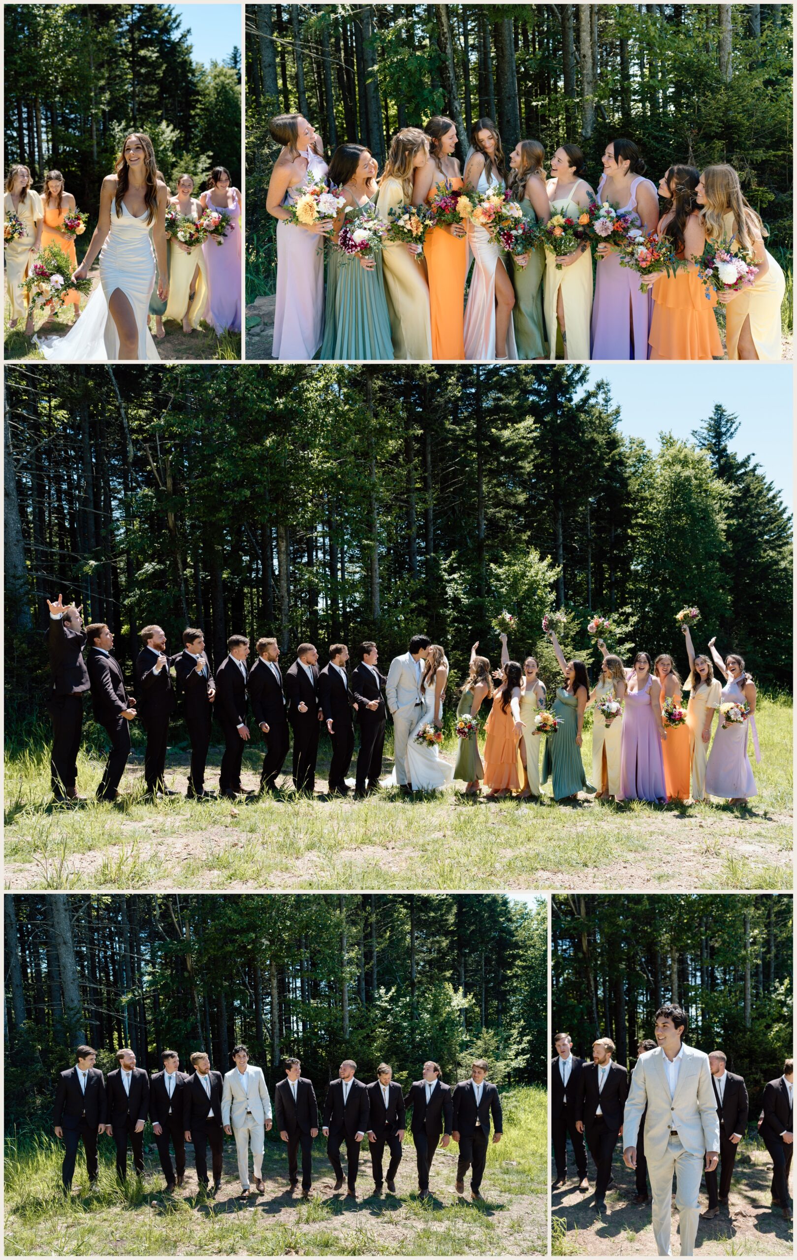 bridal party photos at corduroy inn and lodge for wedding at snowshoe mountain resort