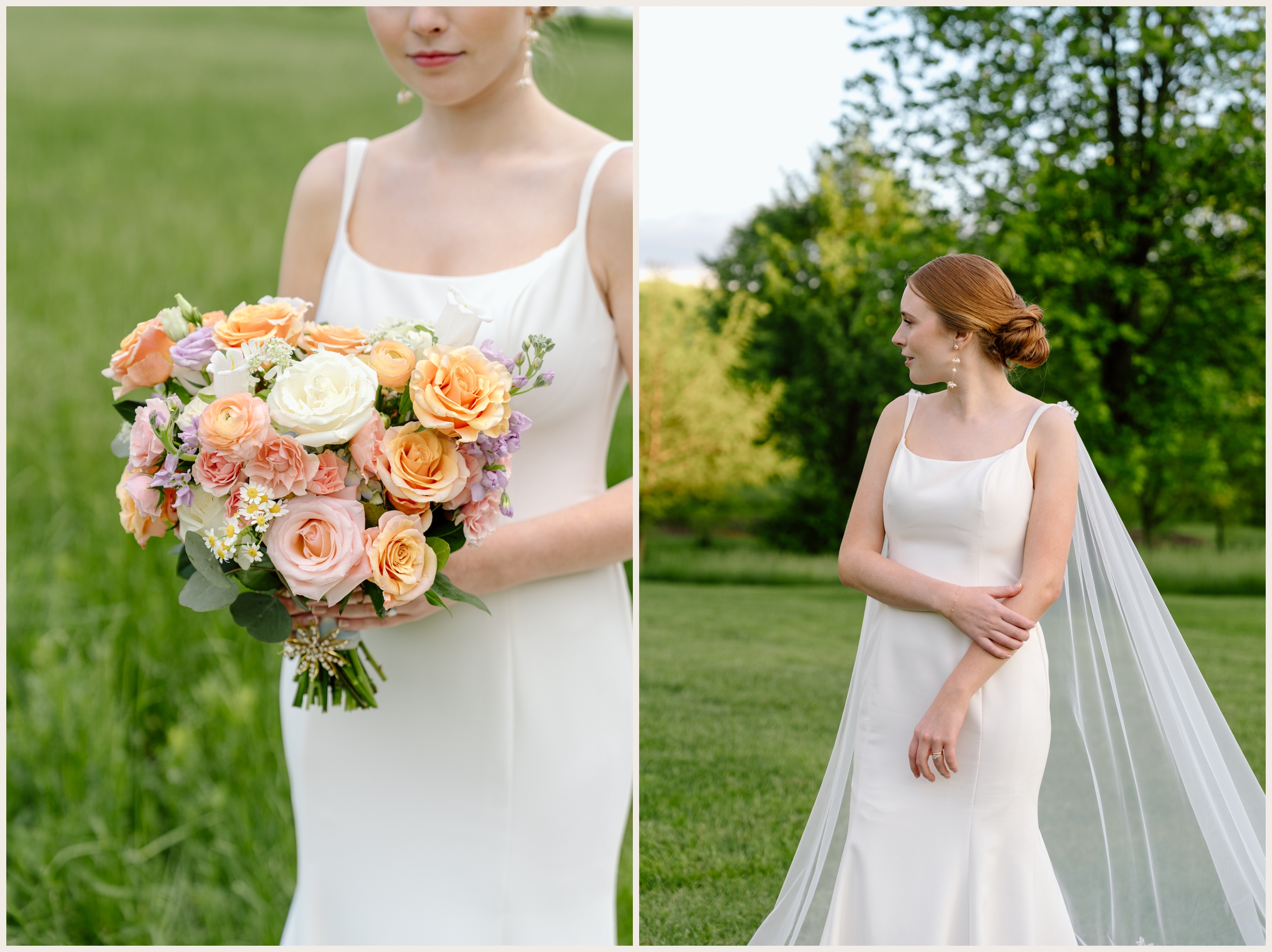 Bridal portraits and florals of a wedding at the Inn at Willow Grove